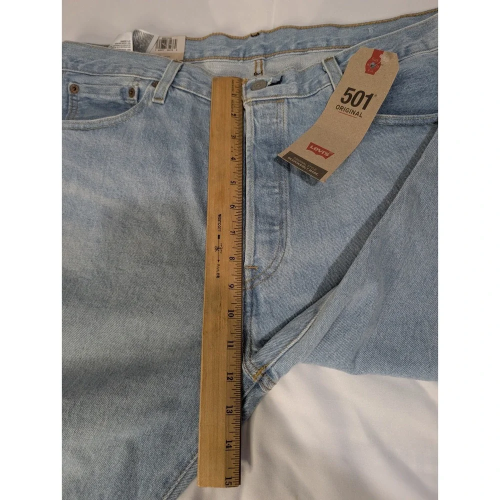 Levi's 501 Original Stretch Jeans Men's 36x32 Light Wash Button Fly Straight Leg
